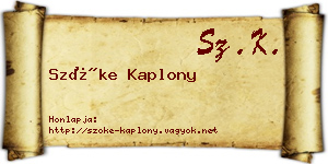 Szőke Kaplony névjegykártya